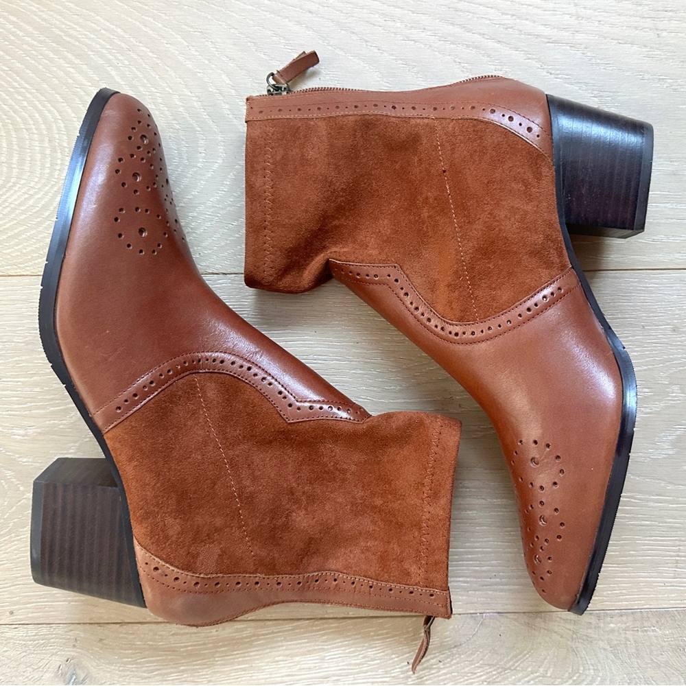 Lima Western Booties by Chelsea Crew Brown Suede Leather Ankle Boots size 39
